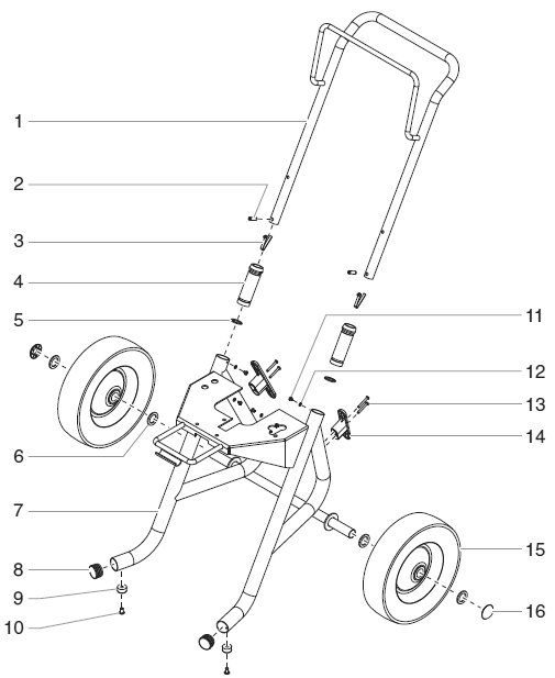Epx2555 Upright Cart Assembly (P/N 0507198) Diagram and Parts List for EPX2555  Titan Paint Sprayer