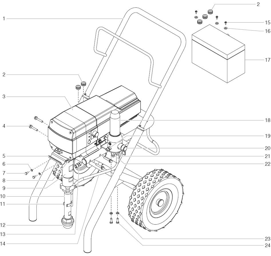 Performer 1140ix Main Assembly Diagram and Parts List for 1140IX performer Titan Paint Sprayer