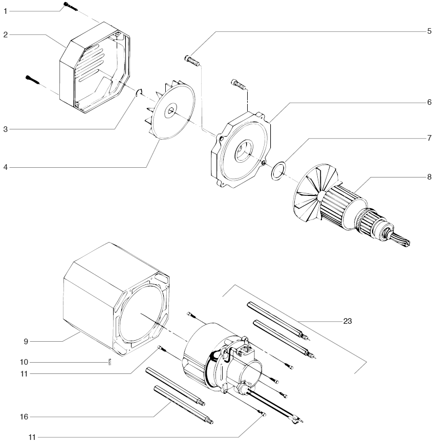 1100xc Motor Assembly Diagram and Parts List for 1100XC  Titan Paint Sprayer