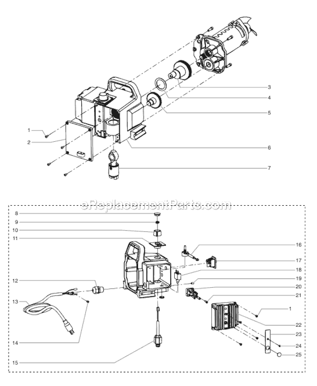 Gear Box Assembly Diagram and Parts List for 440I 700-3000 Titan Sprayer