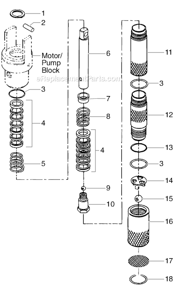 Fluid Section Diagram and Parts List for 6900GHD 448-606 Titan Sprayer