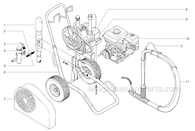Main Assembly Diagram and Parts List for 8900XLT 449-315 Titan Sprayer
