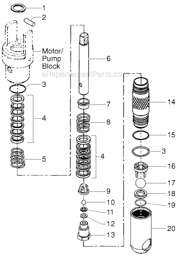 Fluid Section Diagram and Parts List for 8900XLT 449-315 Titan Sprayer