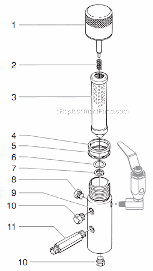 Filter Assembly Diagram and Parts List for 8900XLT 449-315 Titan Sprayer