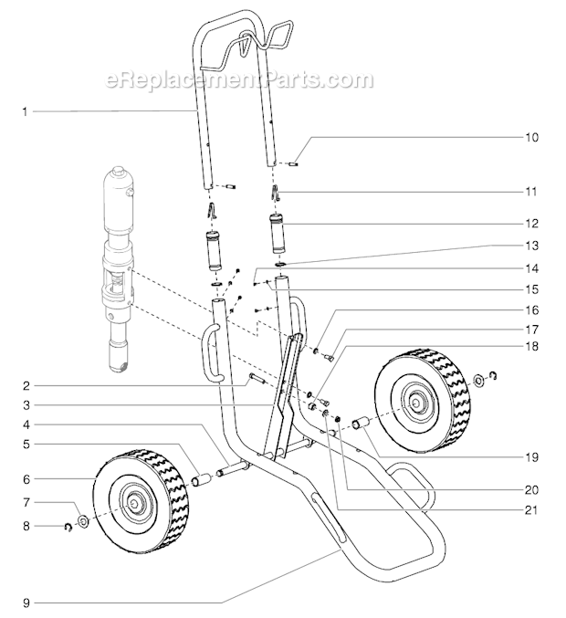 Cart Assembly Diagram and Parts List for 12000XLT 459-315 Titan Sprayer