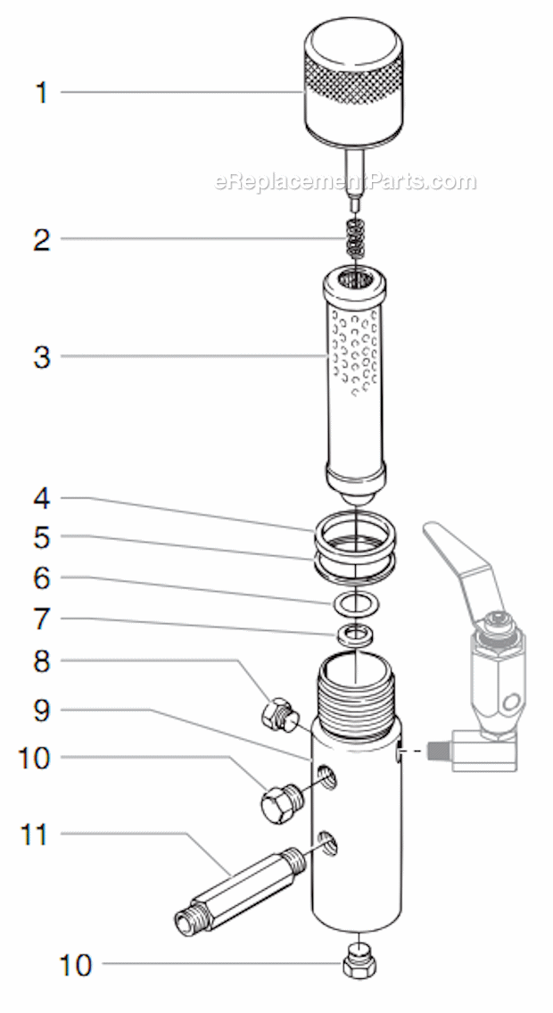 Filter Assembly Diagram and Parts List for 12000XLT 459-315 Titan Sprayer
