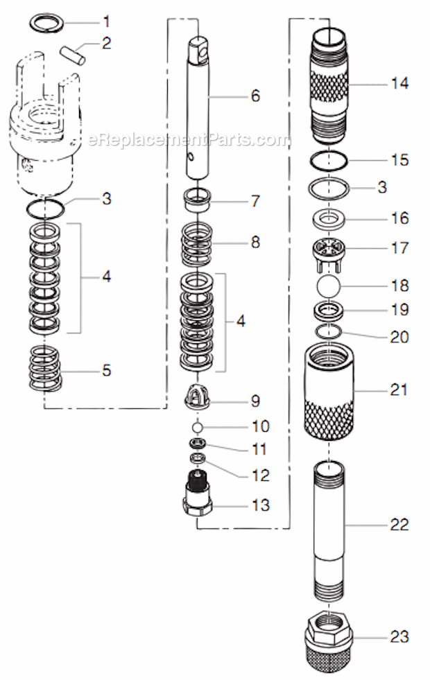 Fluid Section Diagram and Parts List for 12000XLTDI 459-350 Titan Sprayer