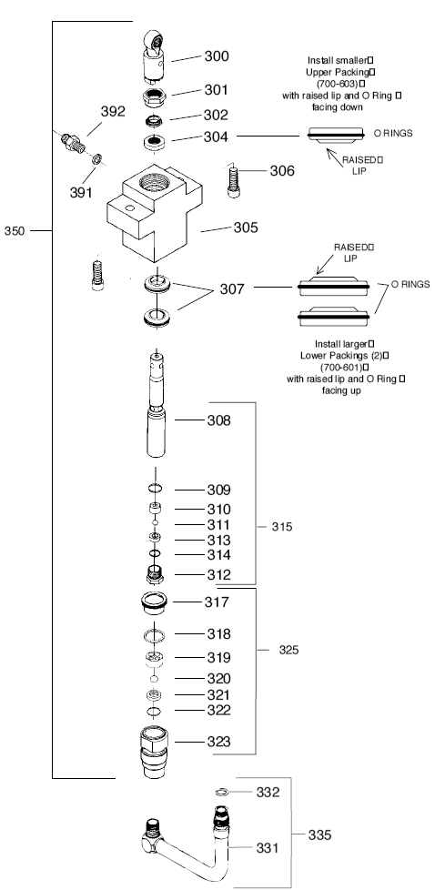 Powrliner 3100 Fluid Section Assembly Diagram and Parts List for 3100  Titan Paint Sprayer