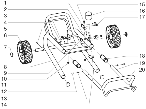 740i Low Rider Cart Assembly (P/N 705-200) Diagram and Parts List for 740I  Titan Paint Sprayer