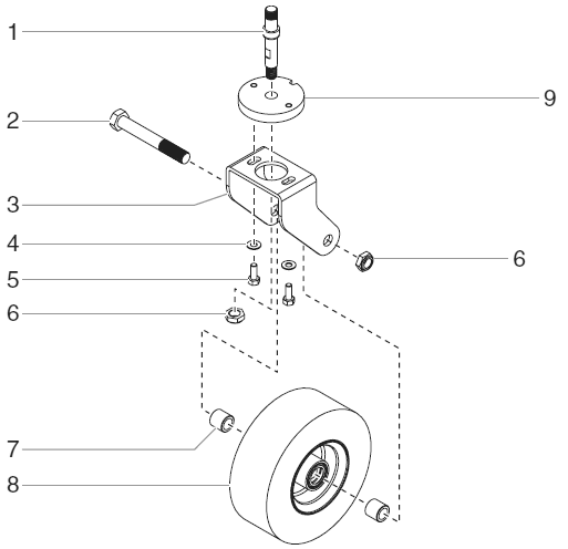 Linecrew 1600 Caster Assembly (P/N 0509250) Diagram and Parts List for 1600  Titan Paint Sprayer