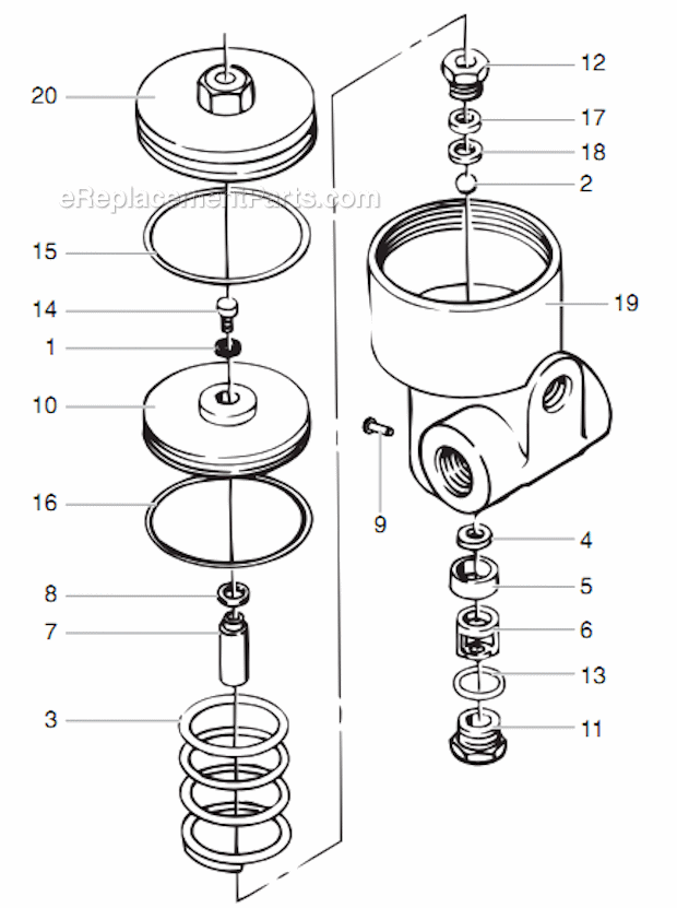 Material Valve (951-556) Diagram and Parts List for 15:1 515-597 Titan Sprayer