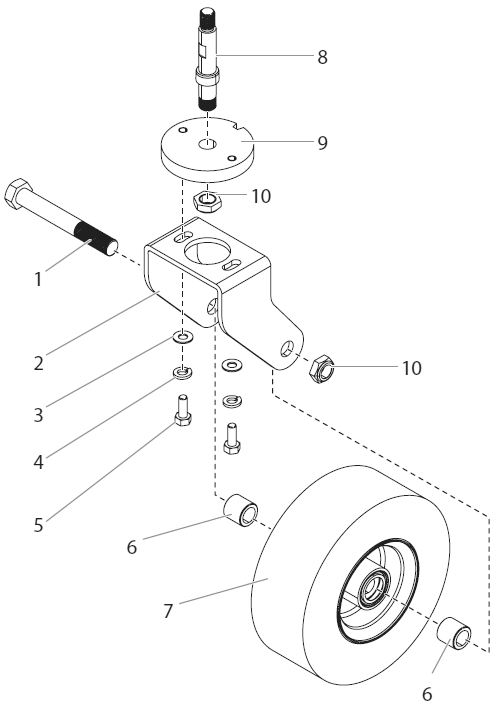 Powrliner 8955 Caster Assembly Diagram and Parts List for 8955  Titan Paint Sprayer