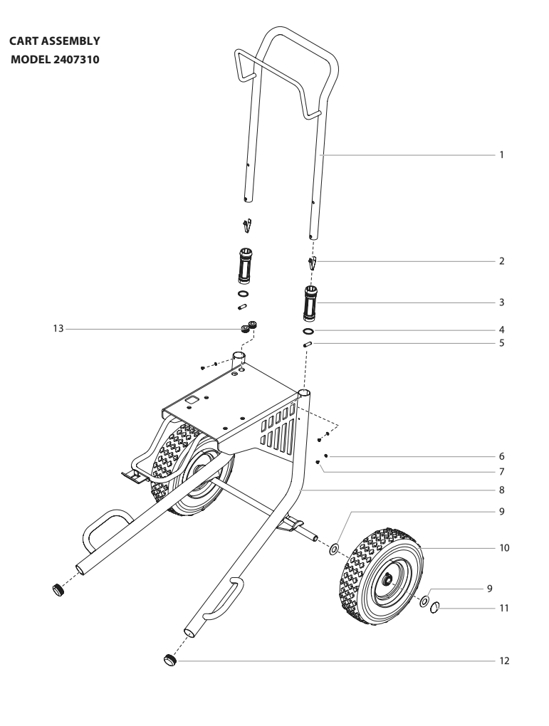 Elite 4500 Cart Assembly (2407310) Diagram and Parts List for ELITE-4500  Titan Paint Sprayer