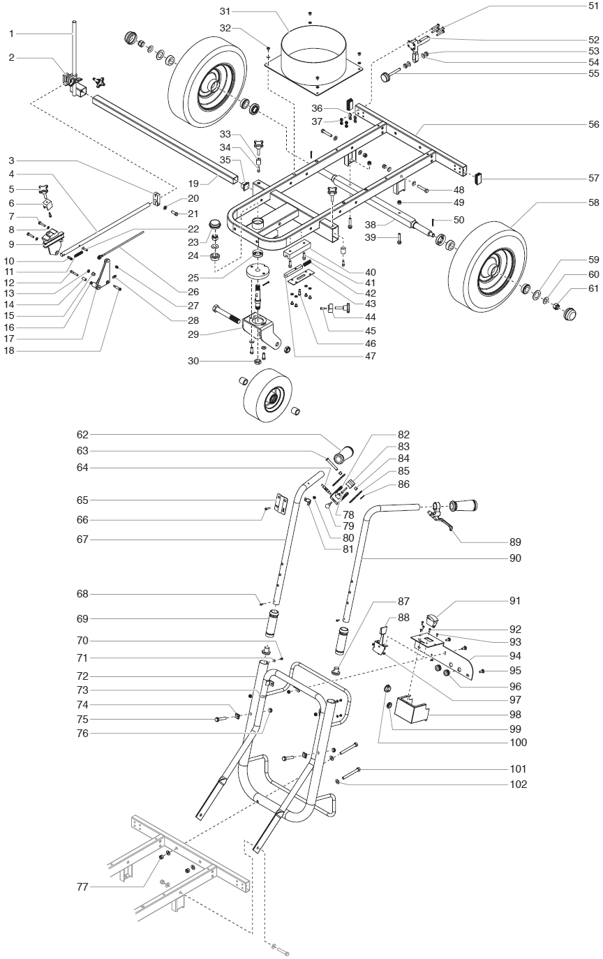 Linecrew 1600 Cart Assembly (P/N 0509161) Diagram and Parts List for 1600  Titan Paint Sprayer