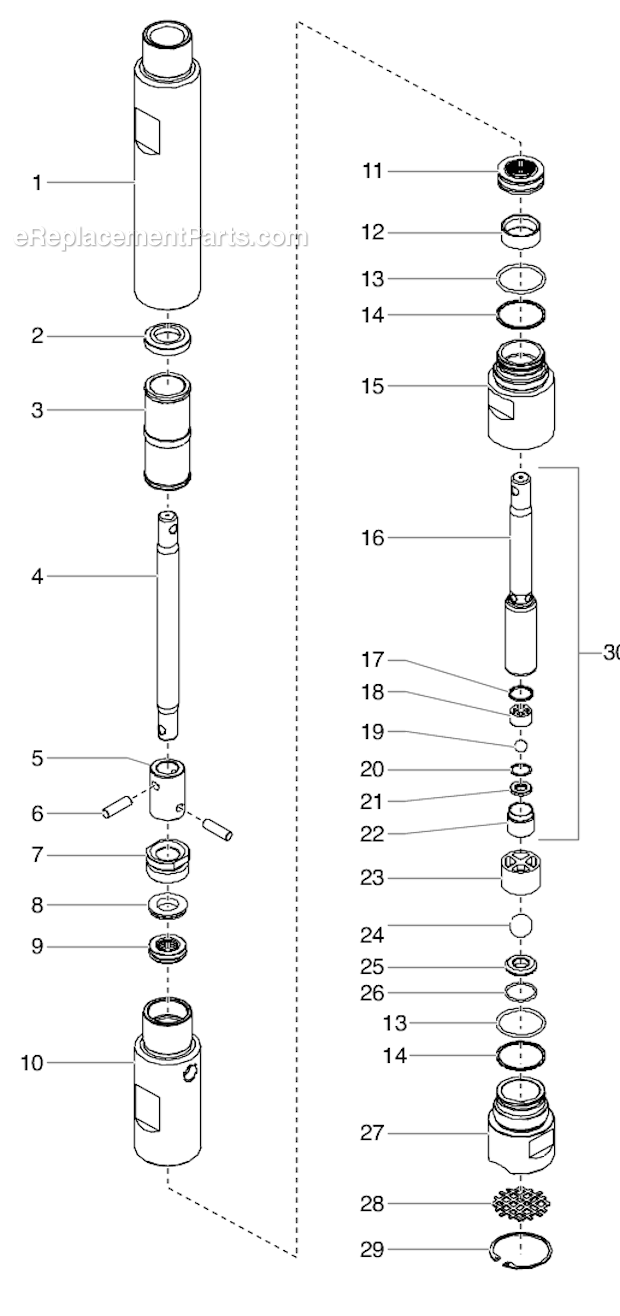 Fluid Section Assembly Diagram and Parts List for 1200SF 600-151 Titan Sprayer