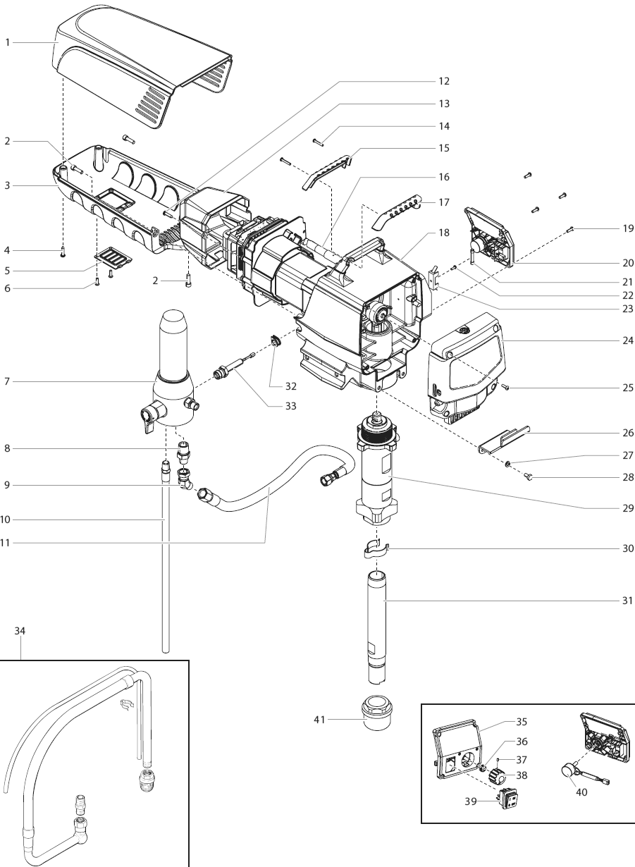 Impact 740 Main Assembly Diagram and Parts List for 740  Titan Paint Sprayer