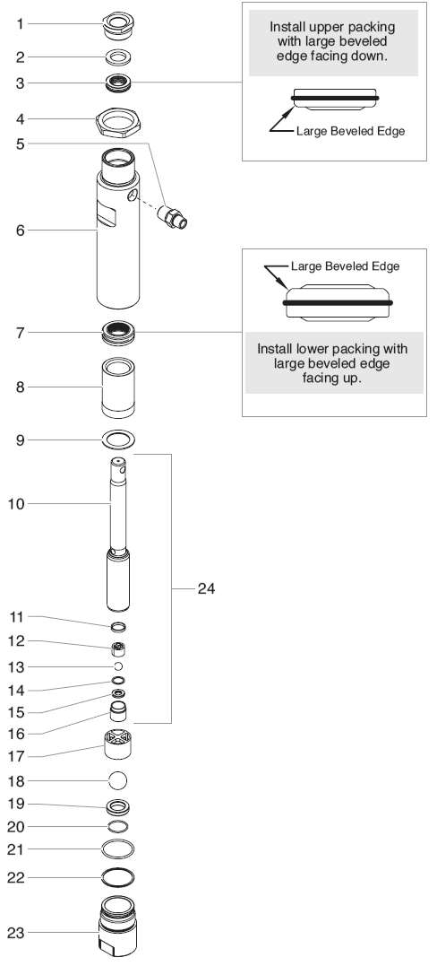 Linecrew 1600 Fluid Section Assembly (P/N 0509144) Diagram and Parts List for 1600  Titan Paint Sprayer