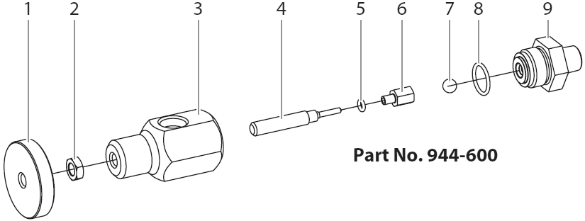 Hydra M4000 945-600 Bleed Valve Assembly, 1/2â€ Npt Diagram and Parts List for HYDRA-M4000  Titan Paint Sprayer