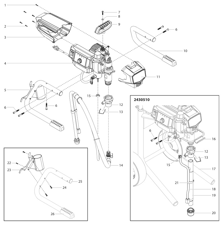 Impact X 440 Main Assembly Diagram and Parts List for 440X  Titan Paint Sprayer