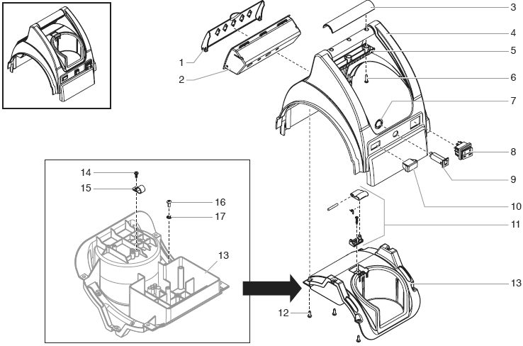 Capspray 55 Upper Housing Assembly Diagram and Parts List for CAPSPRAY-55HVLP  Titan Paint Sprayer
