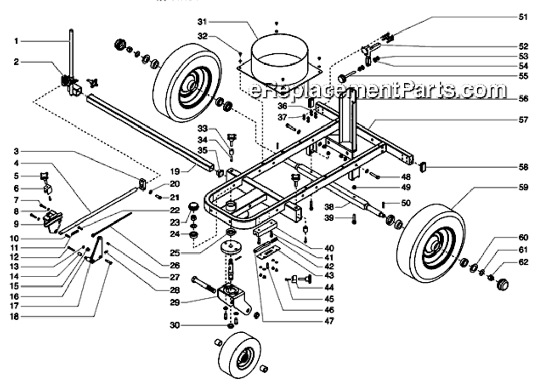 Cart Assembly Diagram and Parts List for 6900 759-695 Titan Paint Sprayer