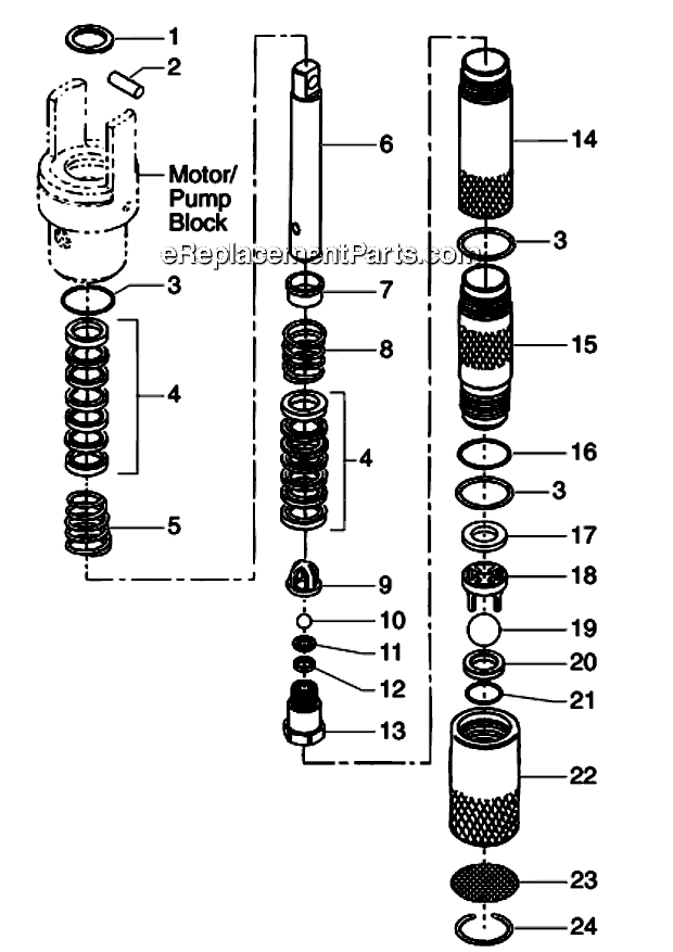 Fluid Section Diagram and Parts List for 6900SF 600-161 Titan Sprayer