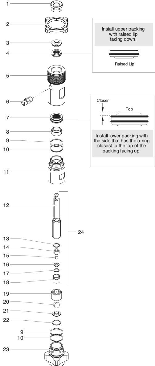 Impact 740/840 Fluid Section Assembly (P/N 805-1010) Diagram and Parts List for 740-840  Titan Paint Sprayer