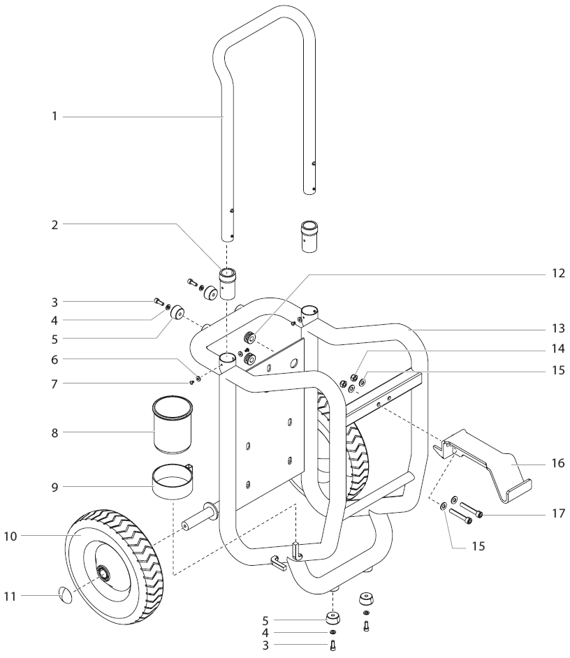 Elite 3000 Cart Assembly Diagram and Parts List for 3000  Titan Paint Sprayer