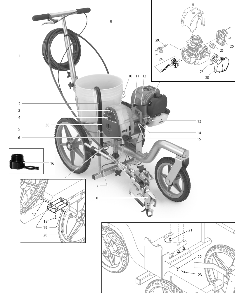 Powrliner 550 Main Assembly Diagram and Parts List for 550  Titan Paint Sprayer