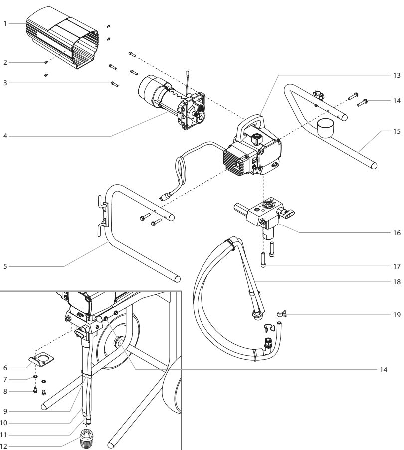 Impact 410 Main Assembly Diagram and Parts List for 410  Titan Paint Sprayer