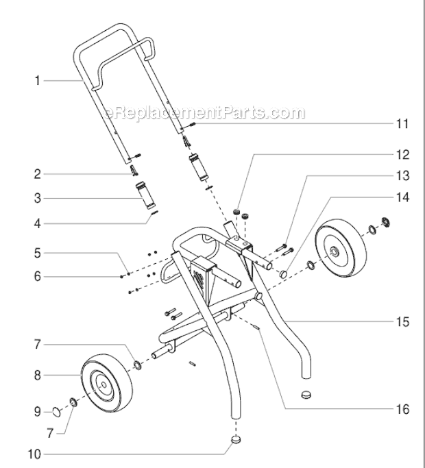High Rider Cart Assembly Diagram and Parts List for 740IX 800-1030 Titan Sprayer