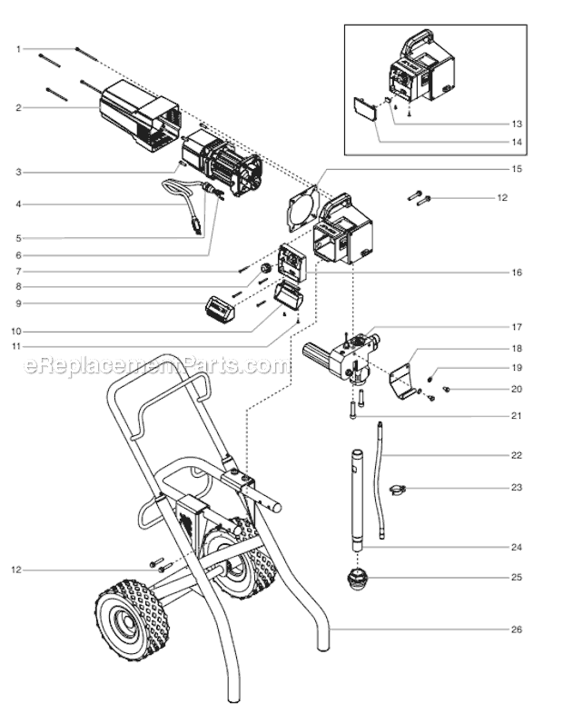 Main Assembly Diagram and Parts List for 740IX 800-1040 Titan Sprayer