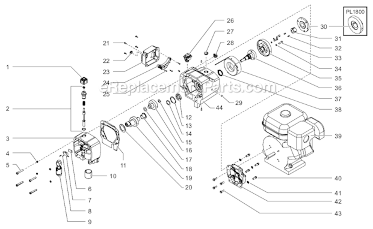 Drive Assembly Diagram and Parts List for 2800M  Titan Paint Sprayer