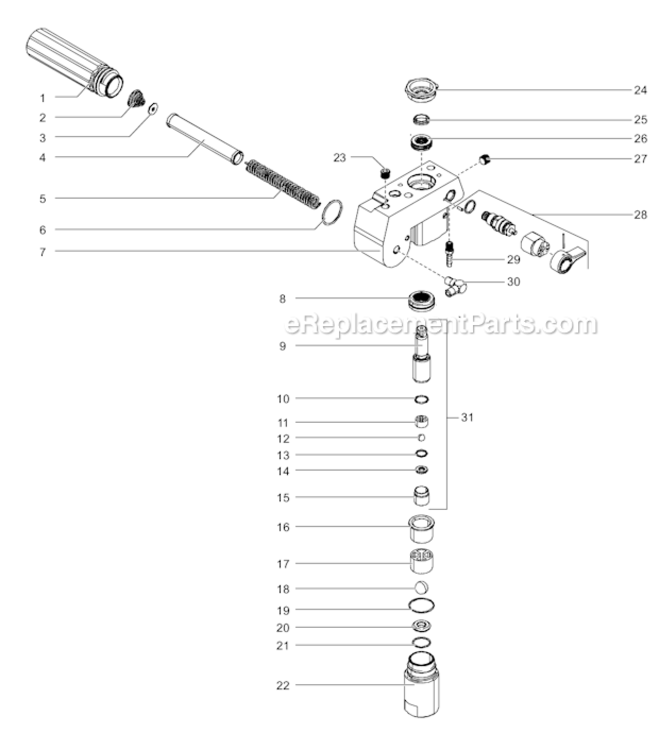 Fluid Section Assembly Diagram and Parts List for 2800M  Titan Paint Sprayer