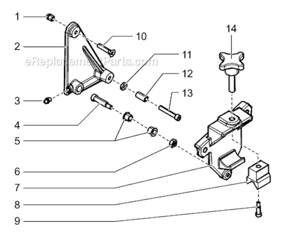 Gun Holder Assembly Diagram and Parts List for 2800M  Titan Paint Sprayer