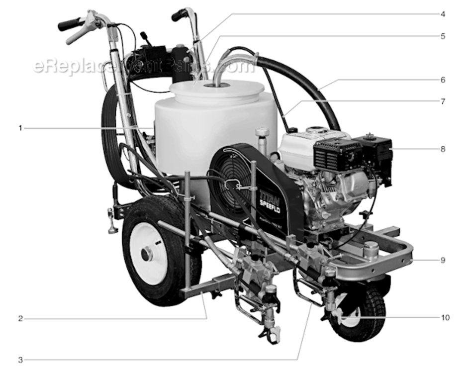 Main Assembly Diagram and Parts List for 4900XLT 759-492 Titan Paint Sprayer