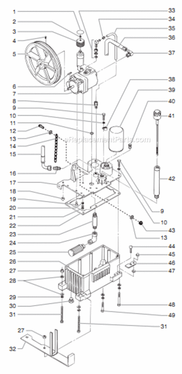 Hydraulic System Assembly Diagram and Parts List for 6900XLT 759-692 Titan Paint Sprayer