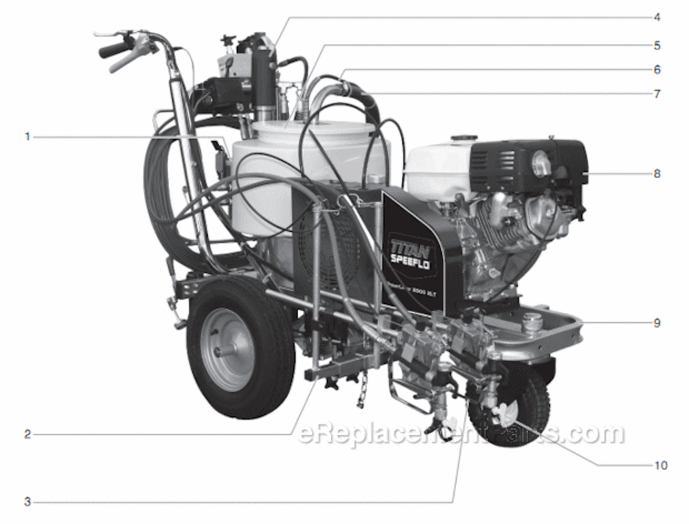 Main Assembly Diagram and Parts List for 8900XLT 759-898 Titan Paint Sprayer