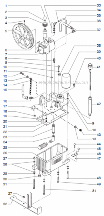 Hydraulic System Assembly Diagram and Parts List for 8900XLT 759-898 Titan Paint Sprayer