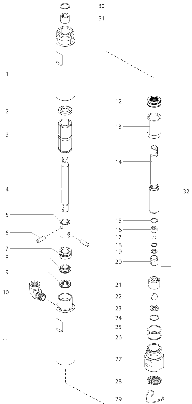 Fluid Section Diagram and Parts List for 1640  Titan Paint Sprayer