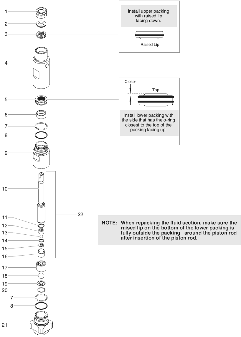 840ix Digital Fluid Section Assembly (P/N 800-300) Diagram and Parts List for 840IX digital Titan Paint Sprayer