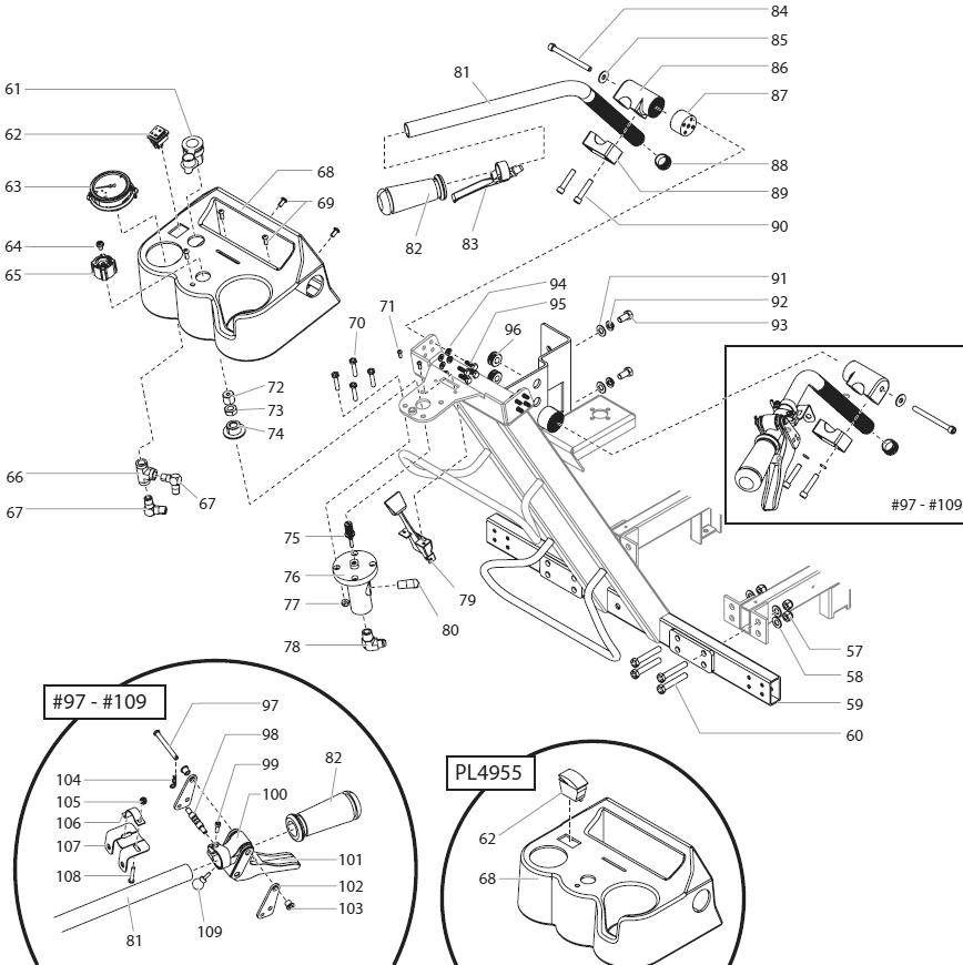 Powrliner 4955 Cart Assembly Ii Diagram and Parts List for 4955  Titan Paint Sprayer