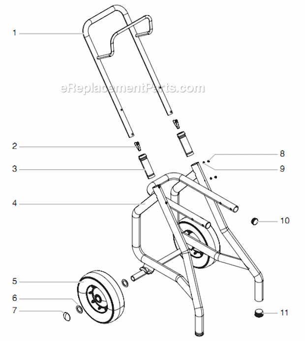Cart Assembly Diagram and Parts List for 440 805-000 Titan Sprayer