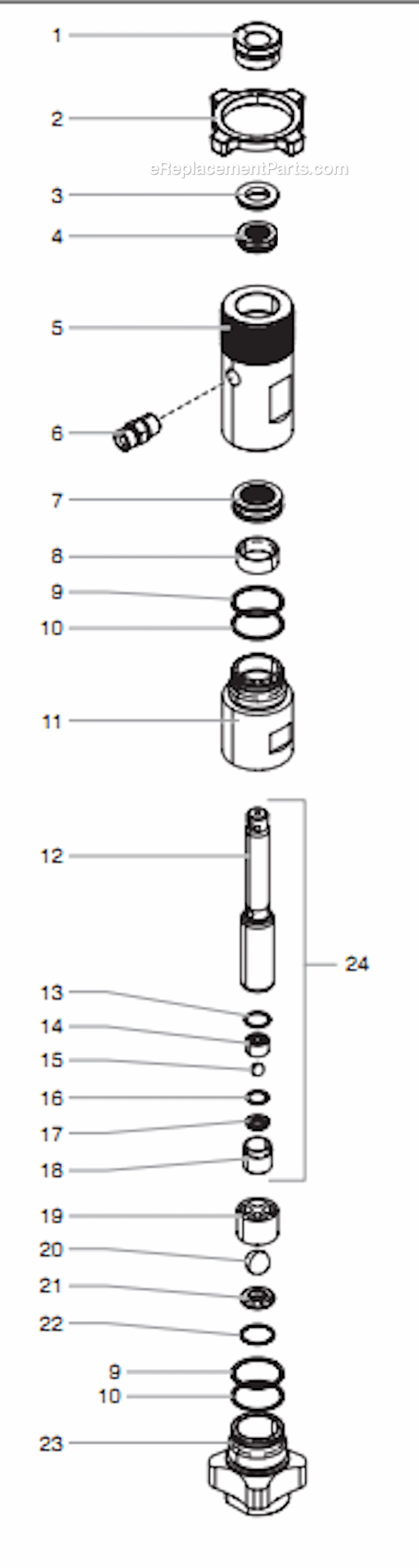 Fluid Section Assembly Diagram and Parts List for 840HIGHRIDER 805-009 Titan Sprayer