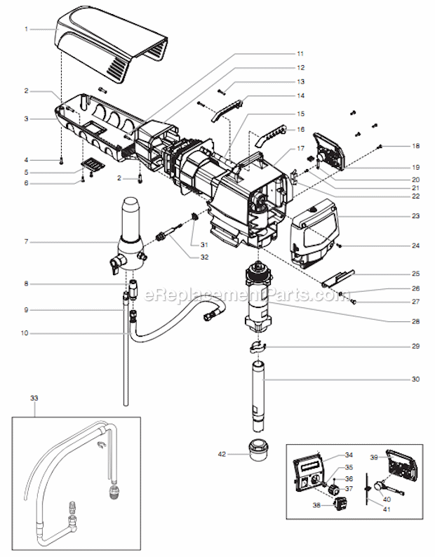 Main Assembly Diagram and Parts List for 840LOWRIDER 805-010 Titan Sprayer
