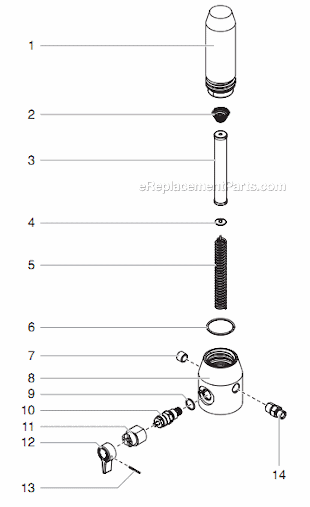 Filter Assembly Diagram and Parts List for 1140 805-011 Titan Sprayer