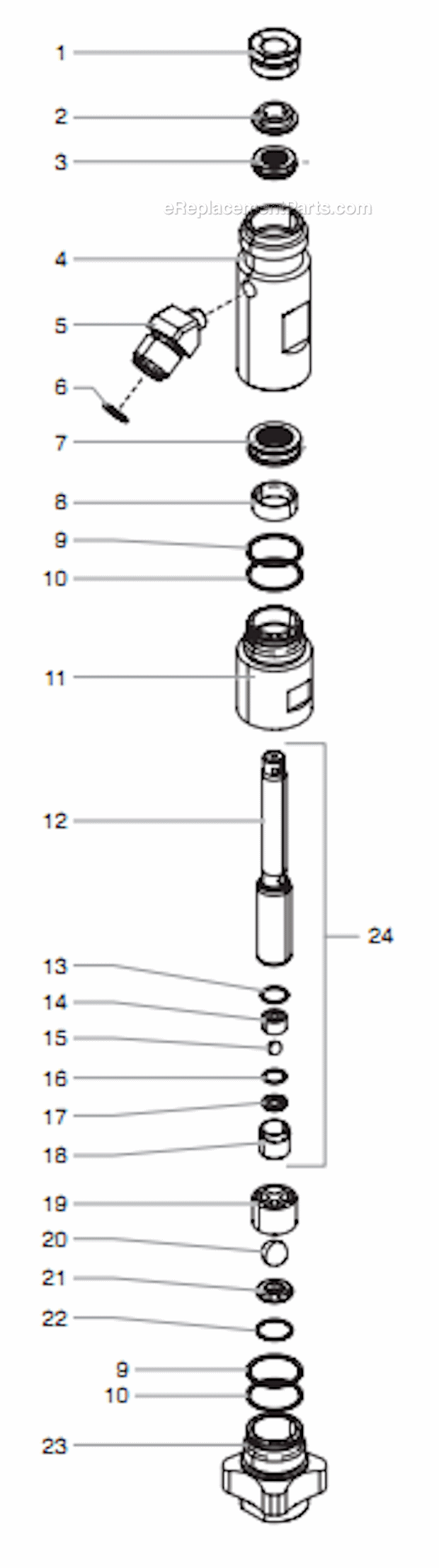 Upright Cart Assembly Diagram and Parts List for 1140 805-012 Titan Sprayer