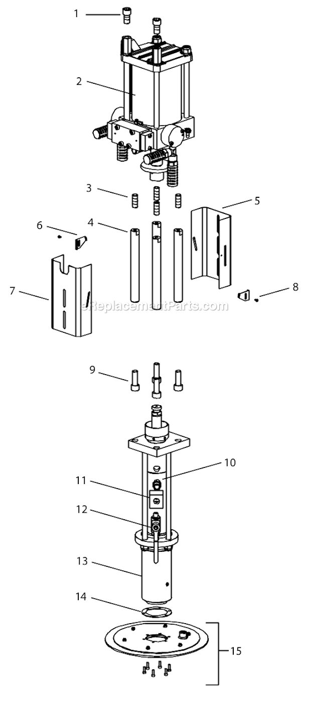 Pump Follower W/ Plate Diagram and Parts List for POWRRAM251 820-100 Titan Paint Sprayer