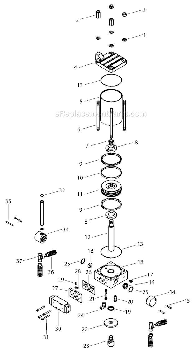 Air Motor Diagram and Parts List for POWRRAM251 820-100 Titan Paint Sprayer