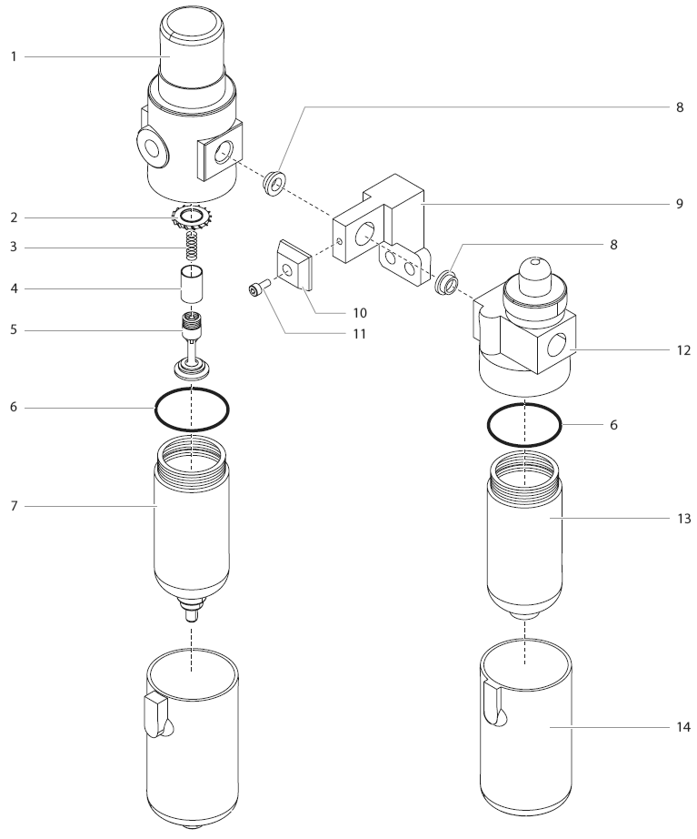 Automatic Filter, Lubricator, Regulator Assembly Diagram and Parts List for AIRCOAT-423  Titan Paint Sprayer